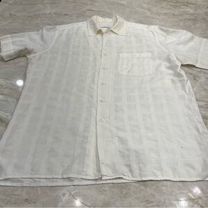 MEN'S SALE Equilibrio (Italy) | Short‎ Sleeve Button Down Shirt | Off White L